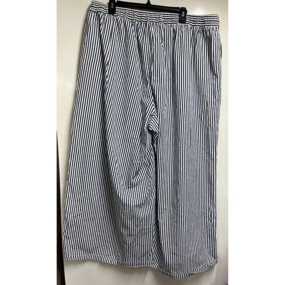 Plus Size NEW Cider 100% Cotton Mid Rise Striped Pocket Wide Leg Trousers Curve - Picture 7 of 8